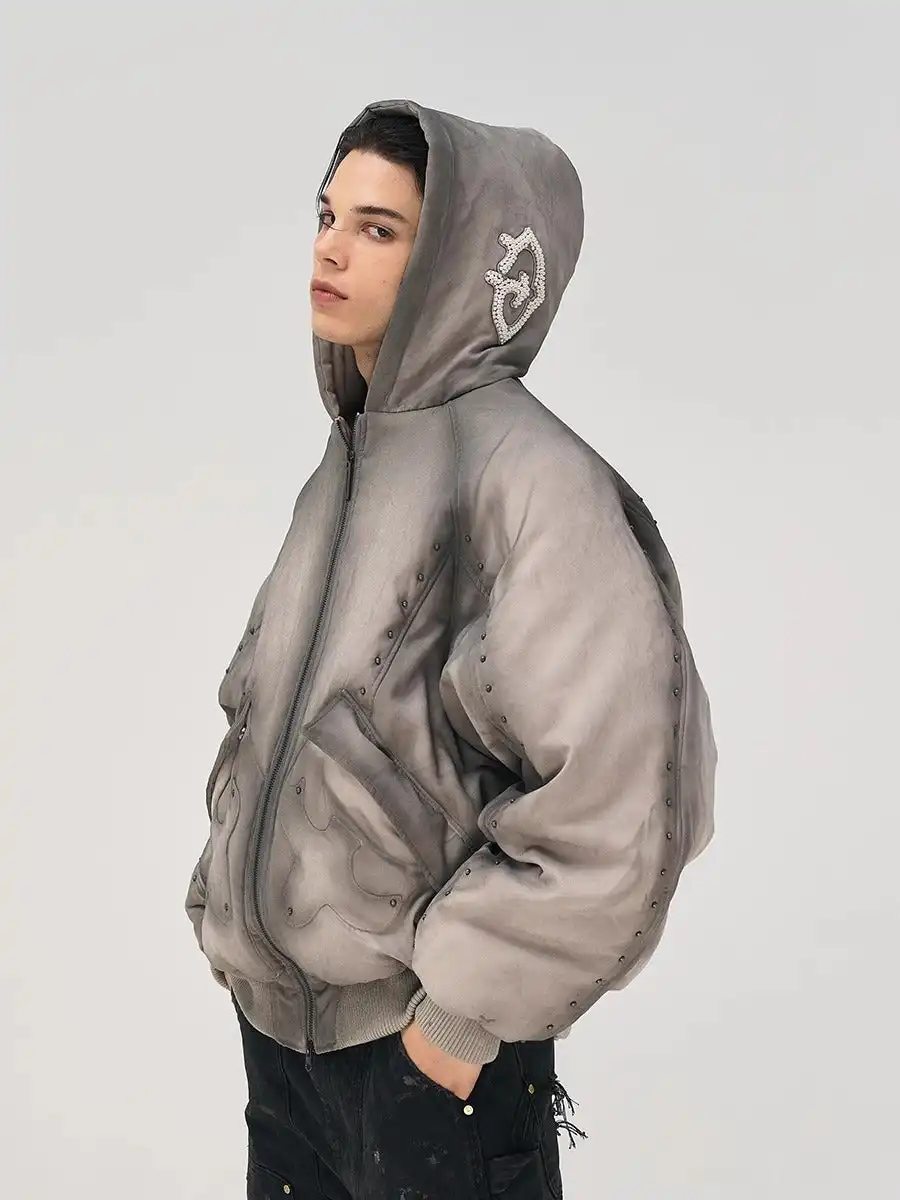 GLACIERBOY丨RAP STAR SERIES Studded Pearl Water-Washed Jacket