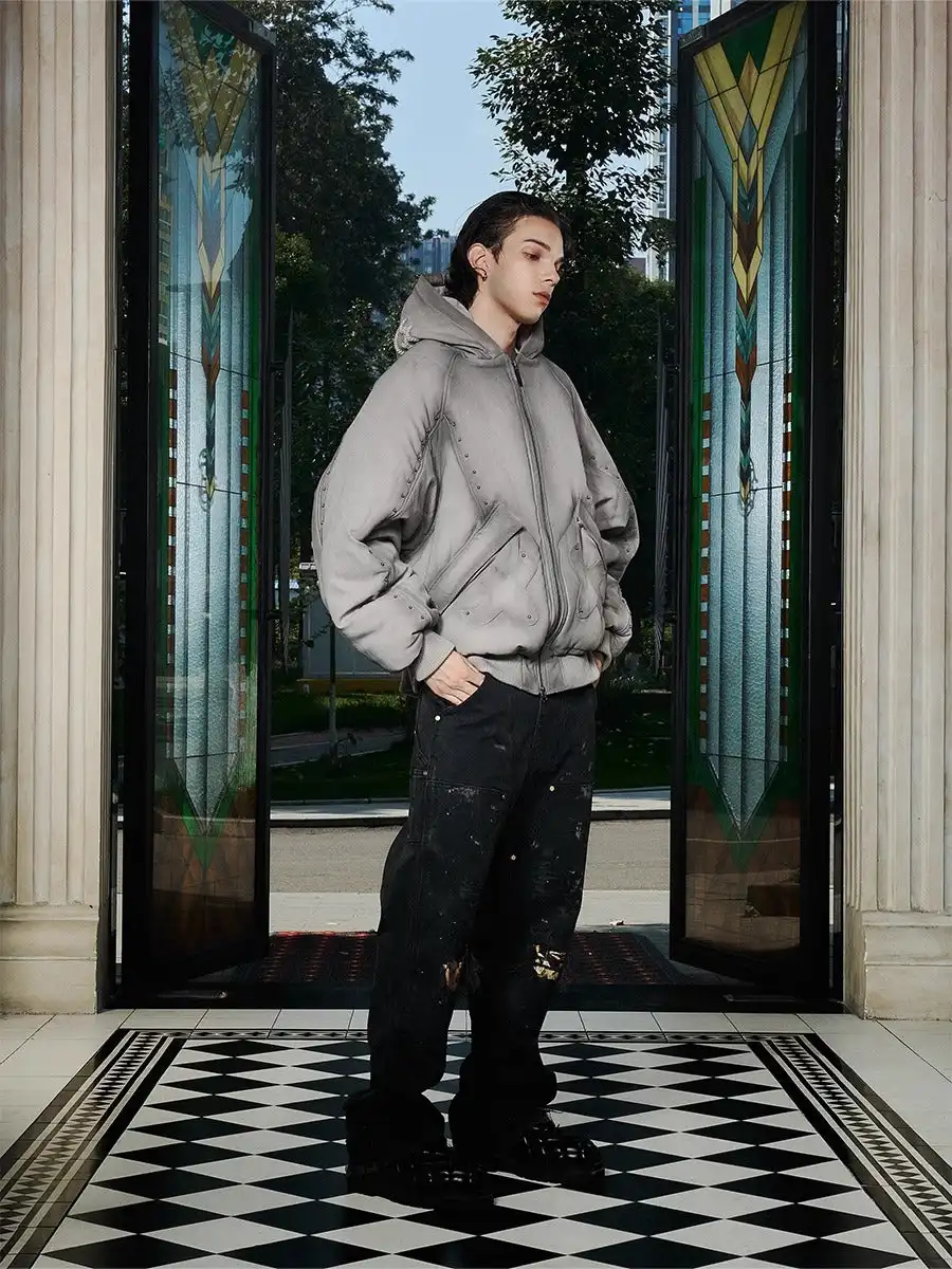 GLACIERBOY丨RAP STAR SERIES Studded Pearl Water-Washed Jacket