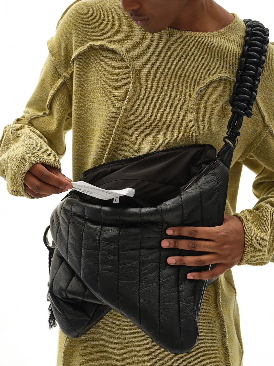 NUTEMPEROR | Handwoven Faux Leather Laptop Crossbody Bag
