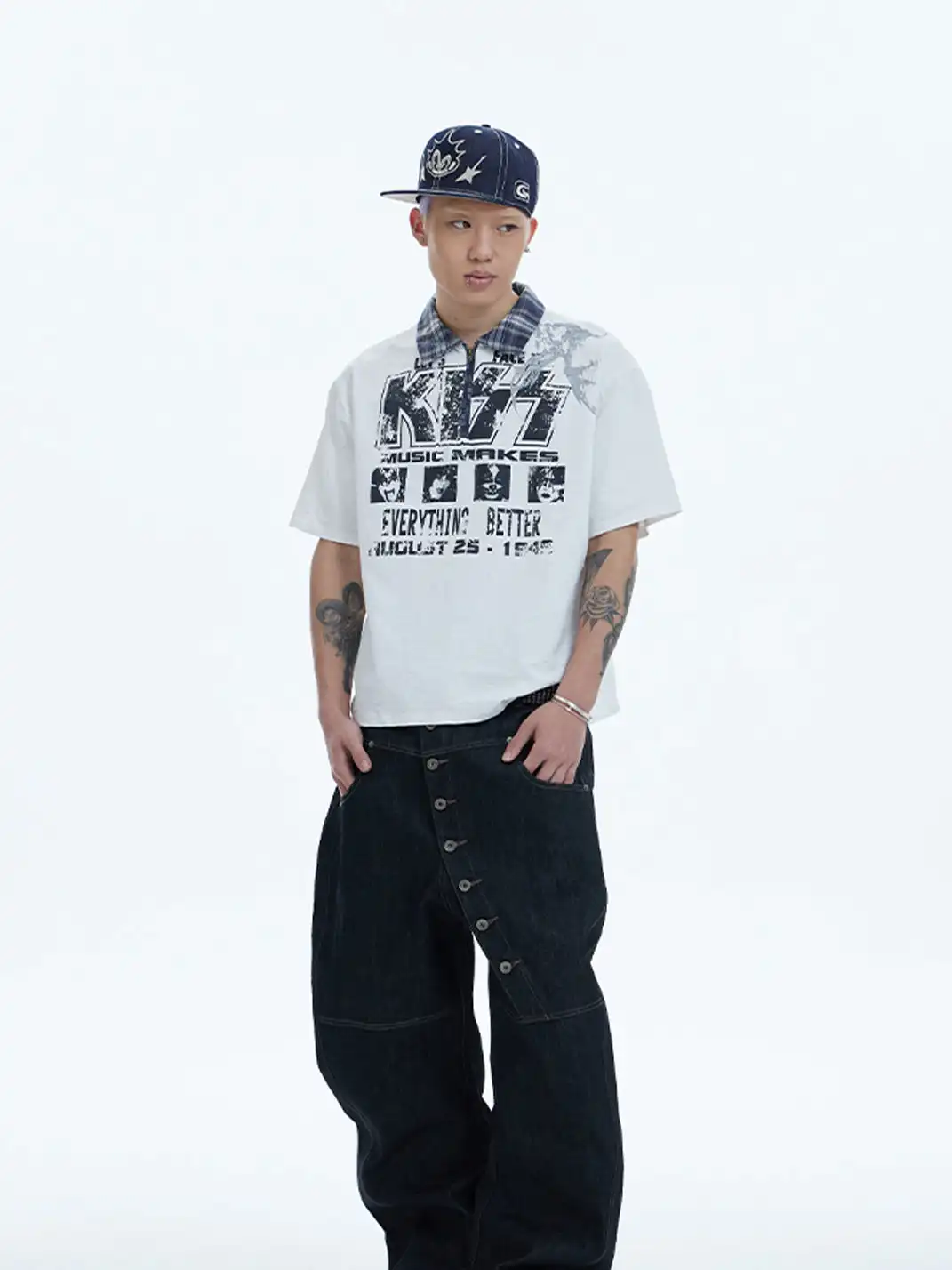 DND4DES | Curved Button Fly Baggy Raw Jeans