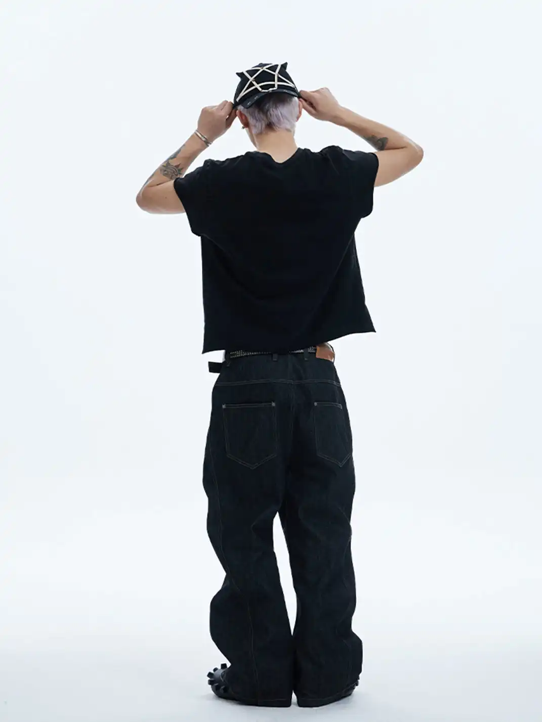 DND4DES | Curved Button Fly Baggy Raw Jeans