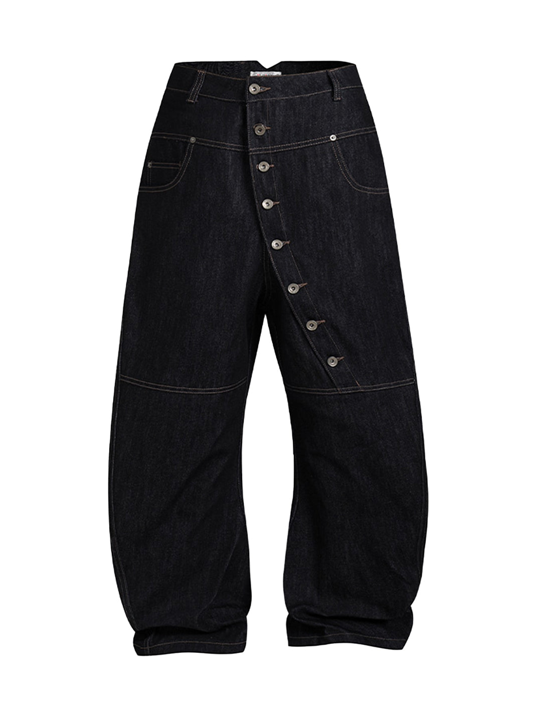 DND4DES | Curved Button Fly Baggy Raw Jeans | PSYLOS1