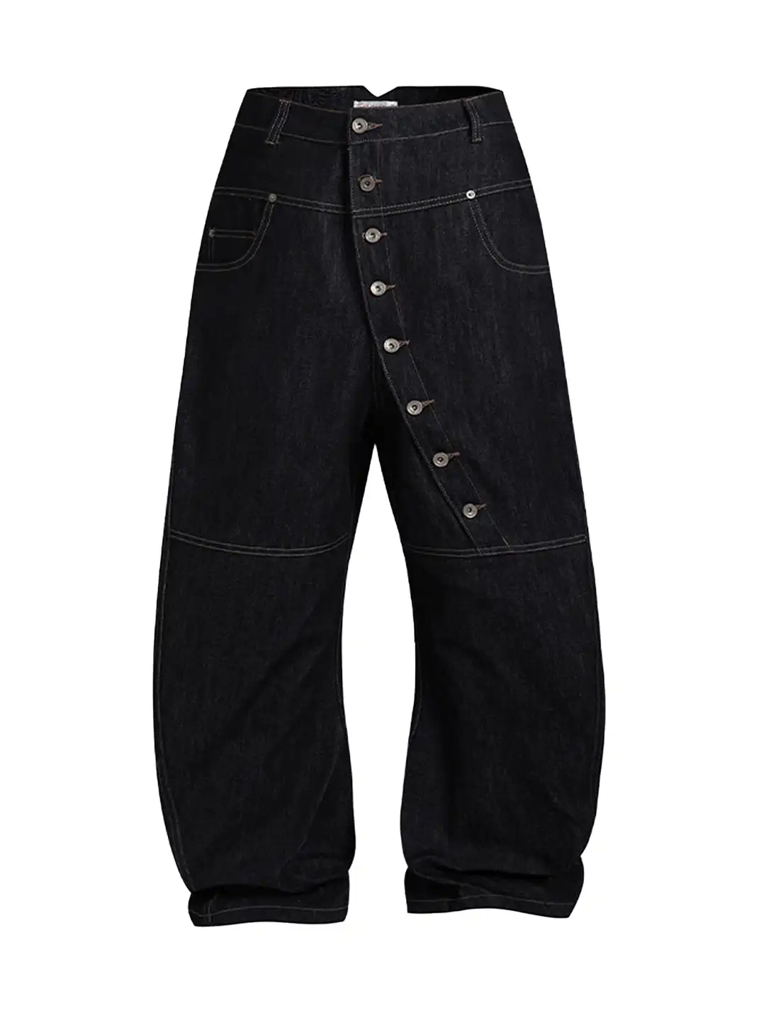 DND4DES | Curved Button Fly Baggy Raw Jeans