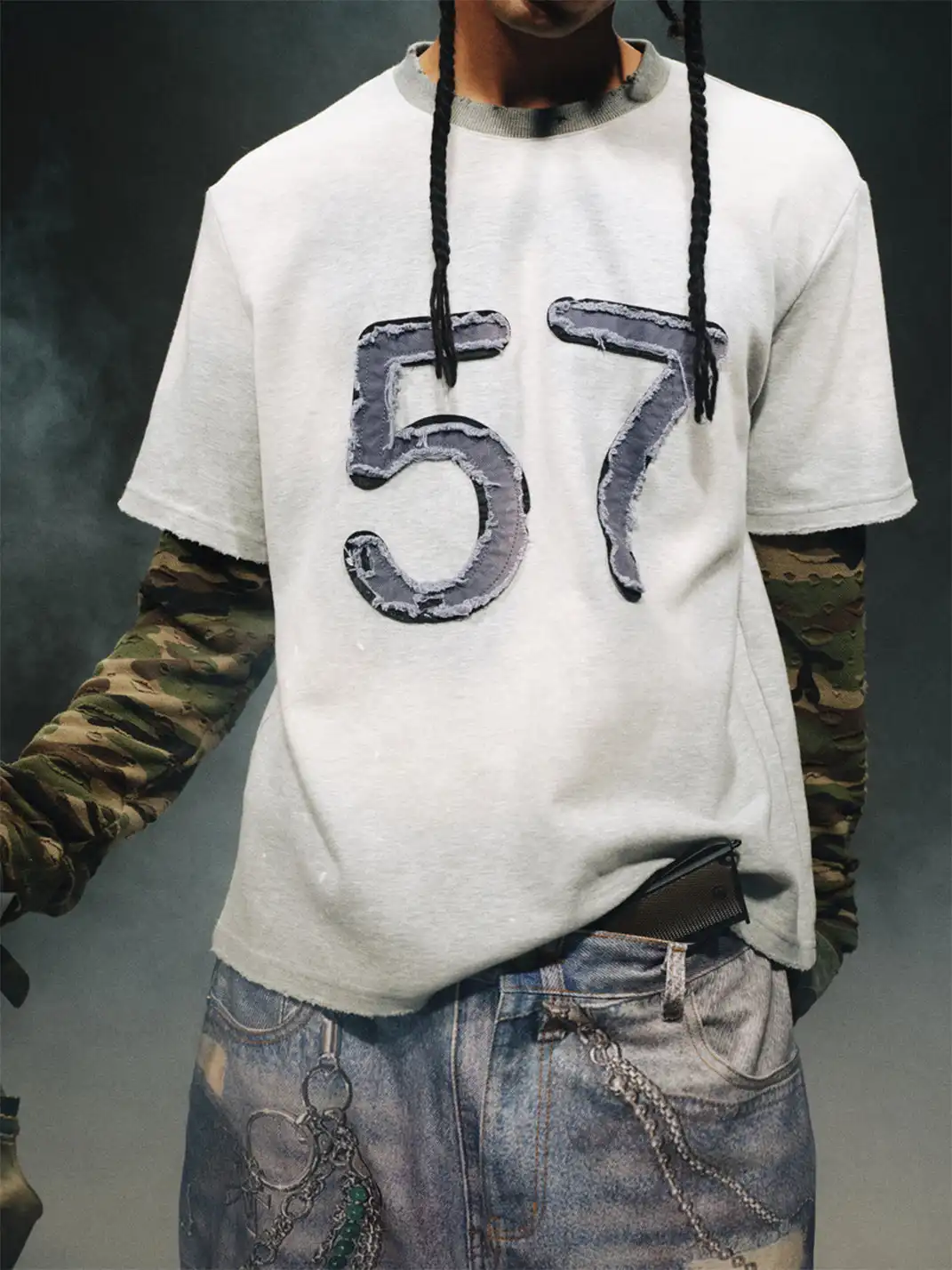 TREclub | Layered Patch Washed Long Sleeve Tee
