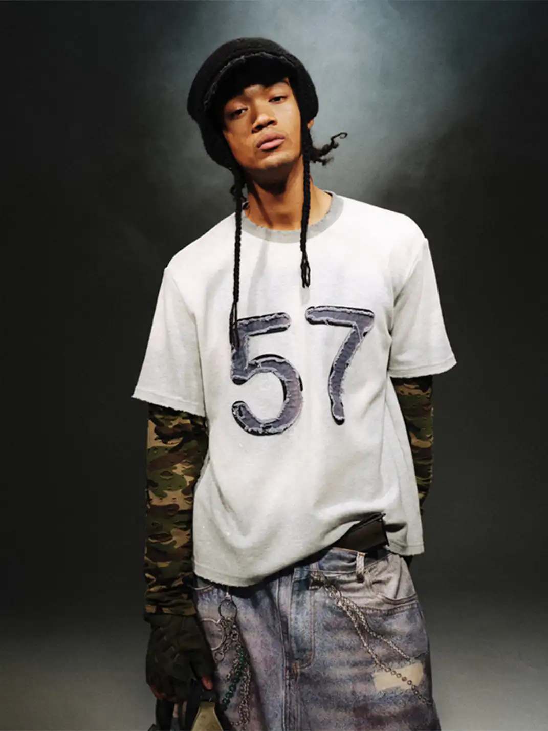 TREclub | Layered Patch Washed Long Sleeve Tee