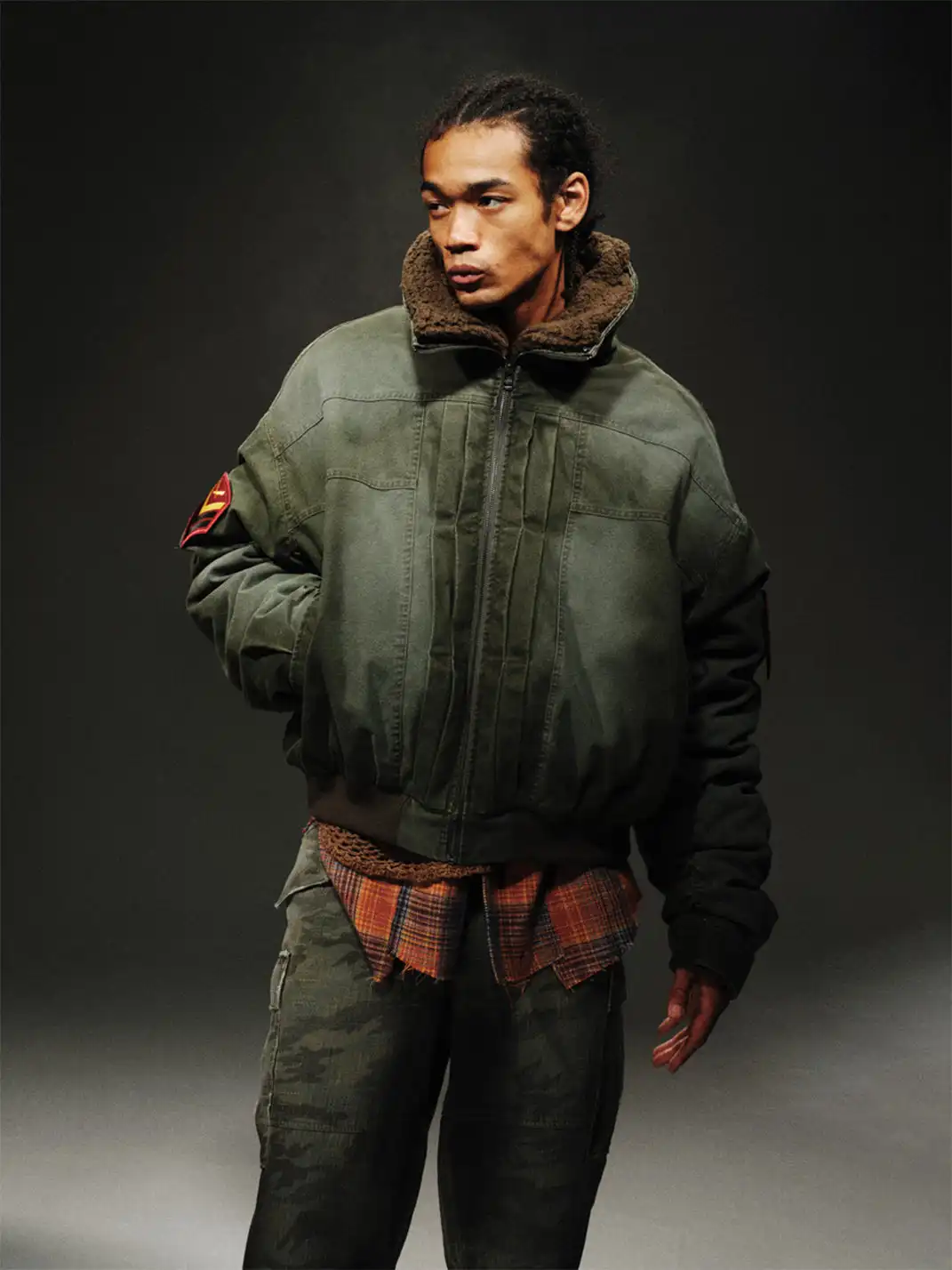 TREclub | Washed Green Aviator Jacket