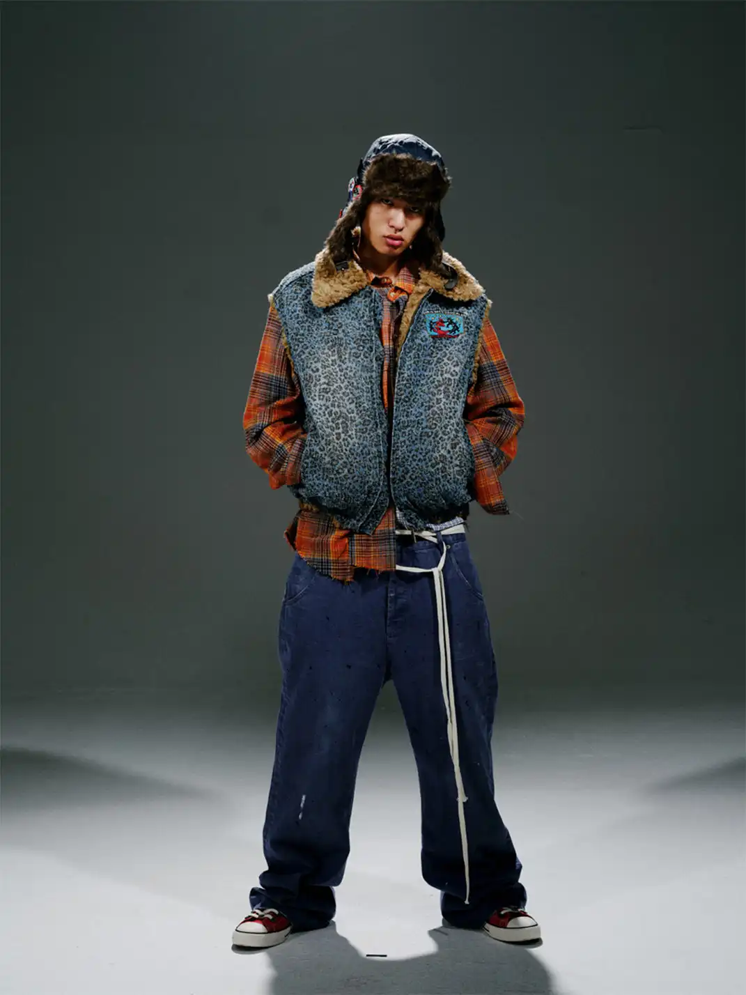 TREclub | Leopard Print Washed Appliqué Vest