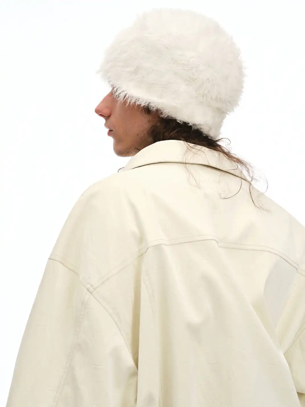 NUTEMPEROR | Furry Knit Beanie Hat-White