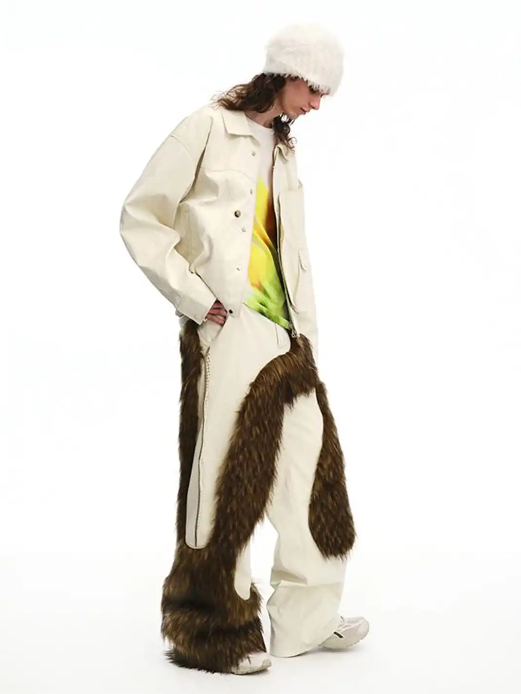 NUTEMPEROR | Furry Knit Beanie Hat-White