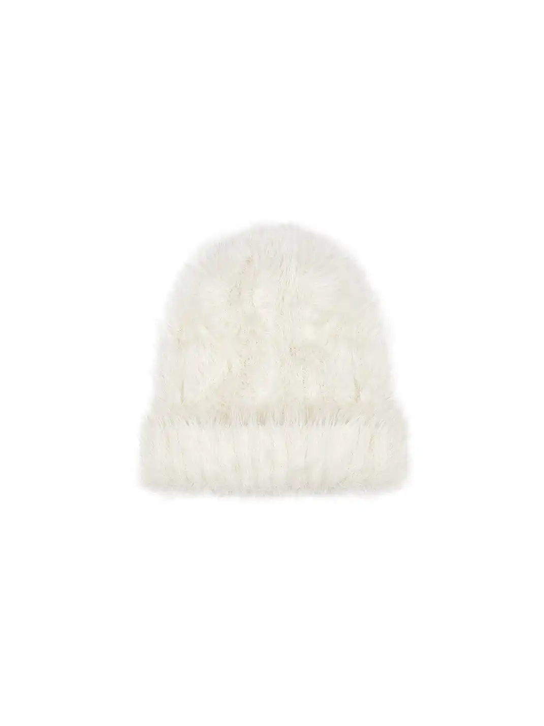 NUTEMPEROR | Furry Knit Beanie Hat-White