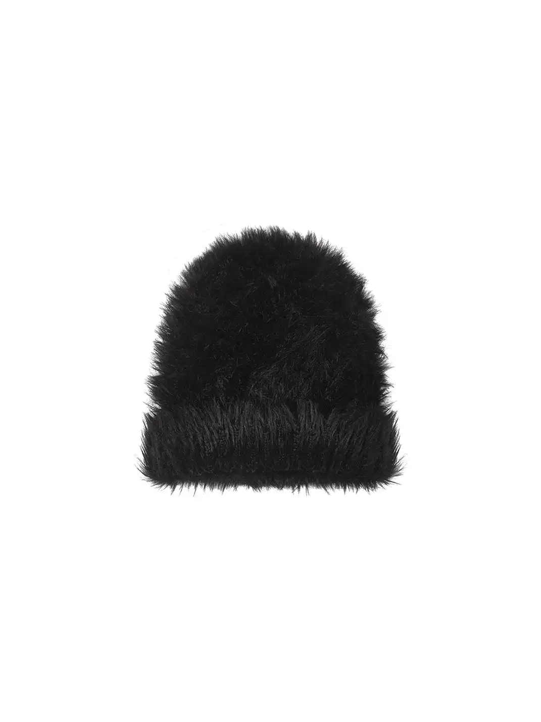 NUTEMPEROR | Furry Knit Beanie Hat-Black