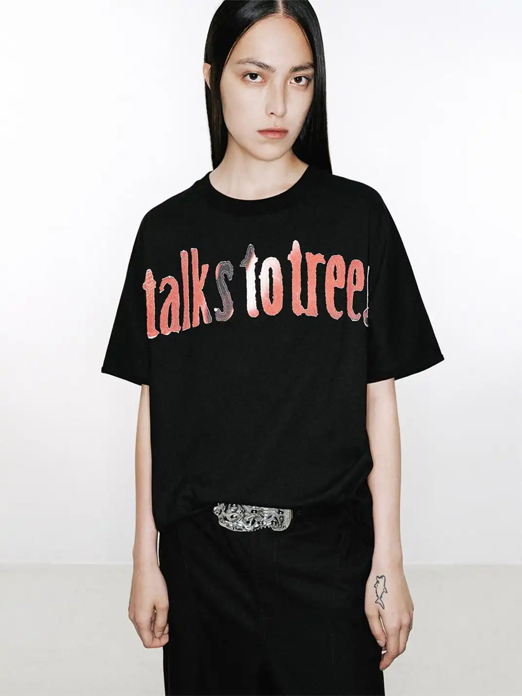 NUTEMPEROR | “Talks to Trees” Cotton Patch T-Shirt-Black