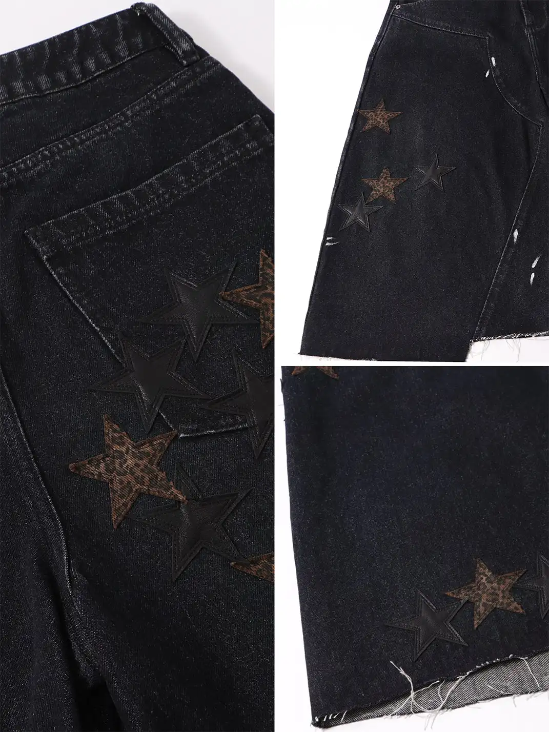 BE A DEVIL丨Leopard Star Patch Cropped Work Pants