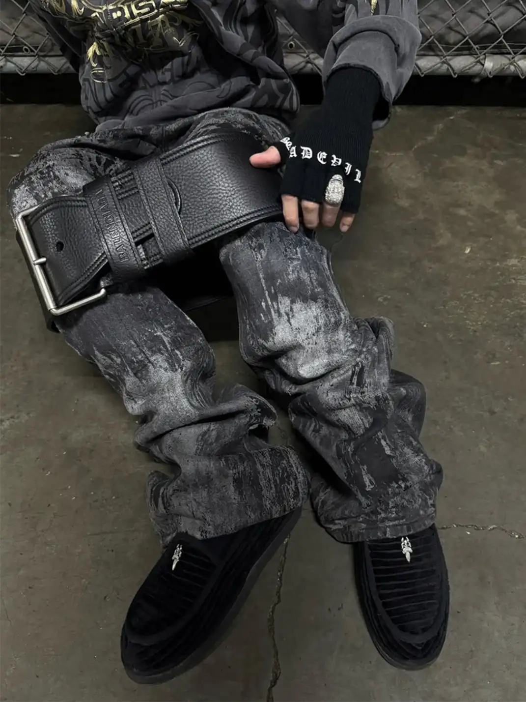 BE A DEVIL丨Sanskrit Fingerless Gloves Punk Style