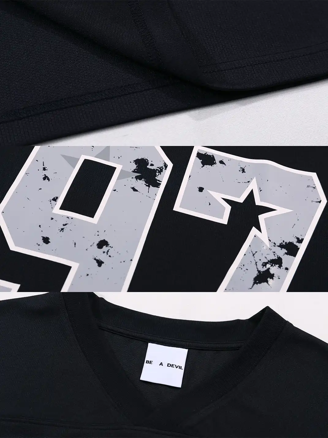 BE A DEVIL丨Sanskrit Letter Hockey Jersey T-Shirt
