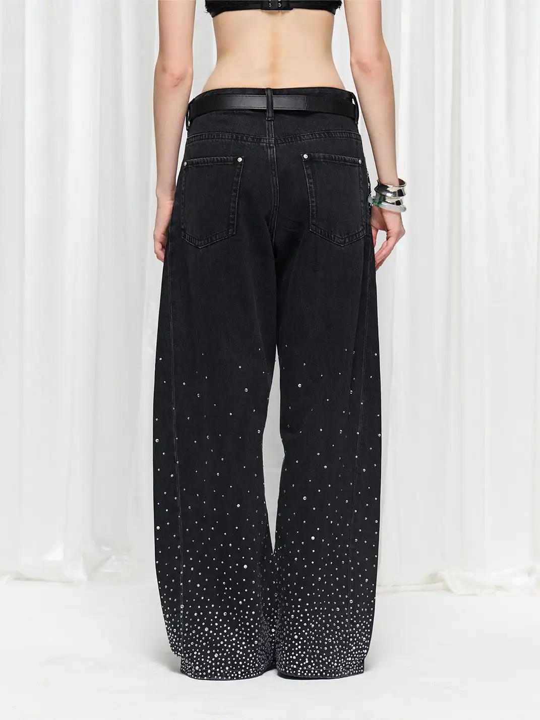 FayChui | Rhinestone Starburst Loose Fit Statement Pants