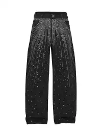 FayChui | Rhinestone Starburst Loose Fit Statement Pants