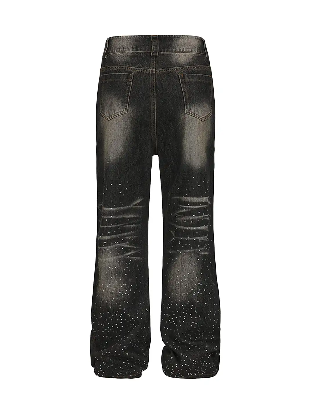 FayChui | Washed Tie-Dye Rhinestone Wide-Leg Jeans