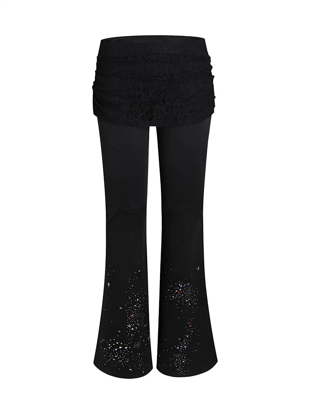 FayChui | Lace Rhinestone Flared Visual Kei Pants