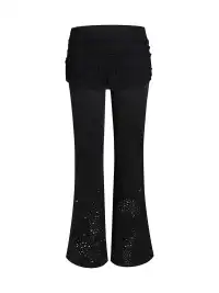 FayChui | Lace Rhinestone Flared Visual Kei Pants