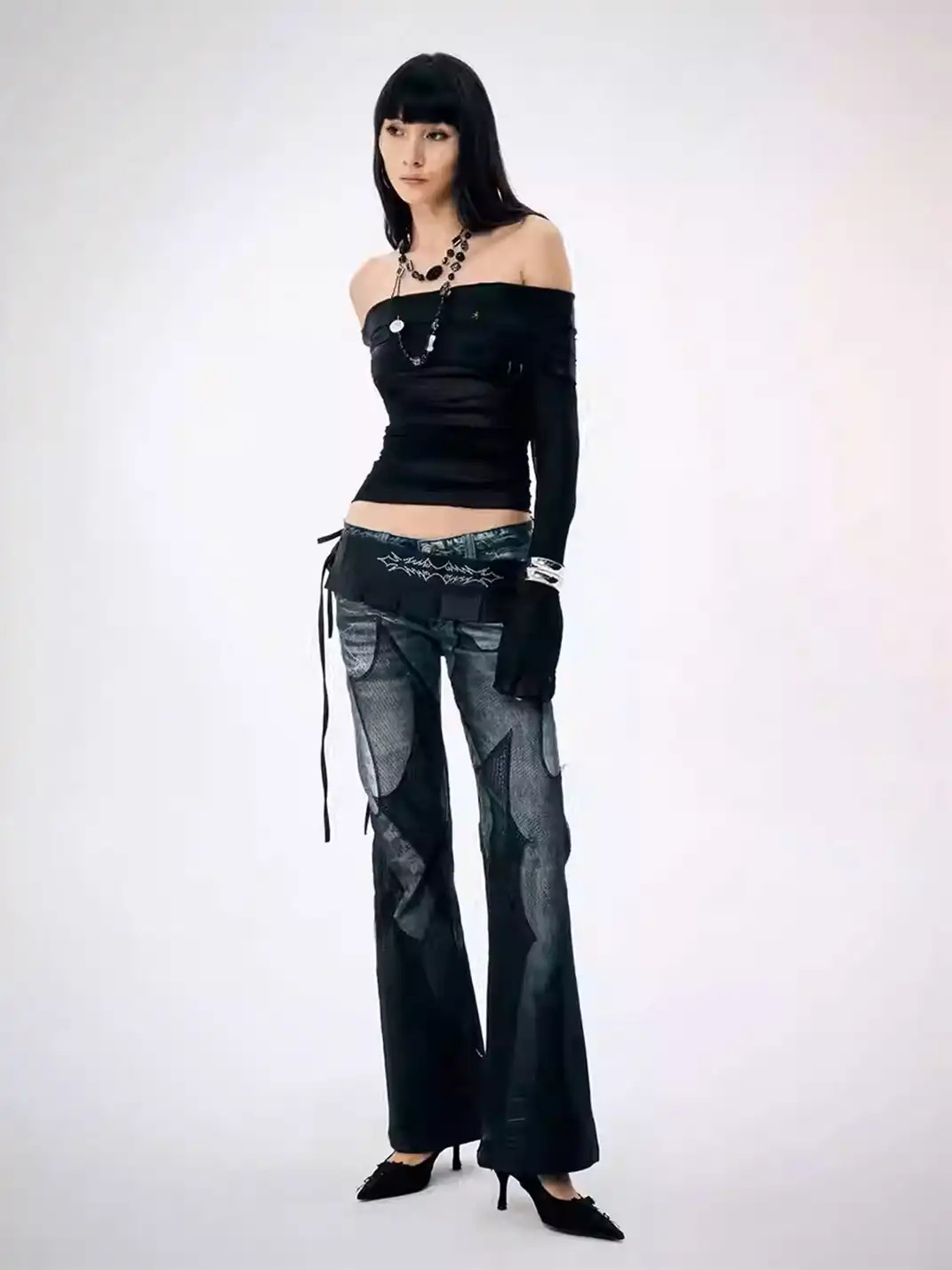 FayChui | Y2K Rhinestone Wide Corset Waist Belt