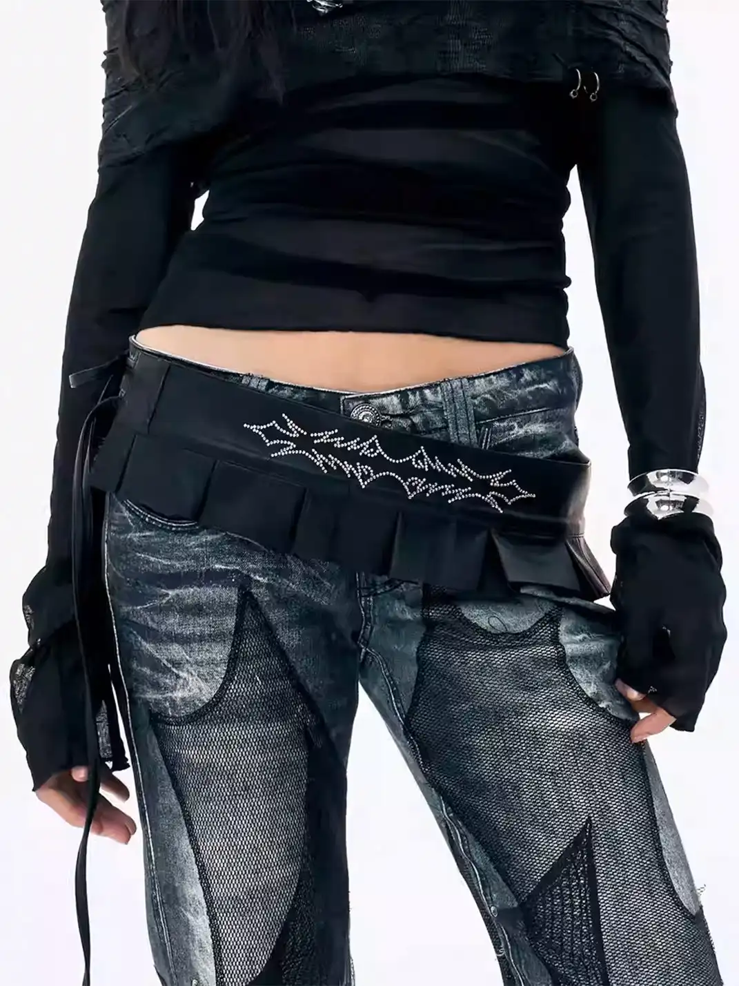 FayChui | Y2K Rhinestone Wide Corset Waist Belt