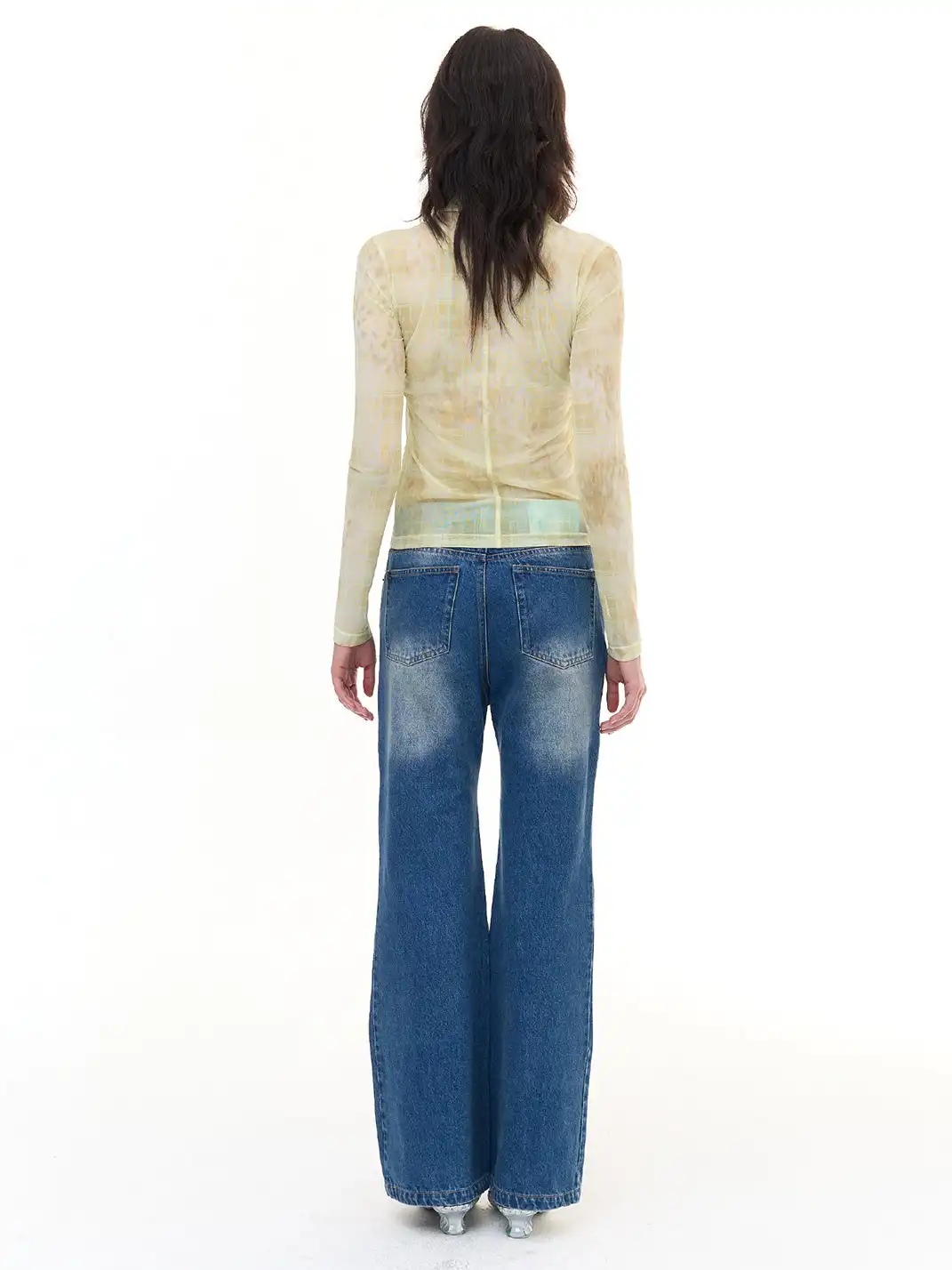 FayChui | Butterfly Rhinestone Washed Loose Fit Jeans