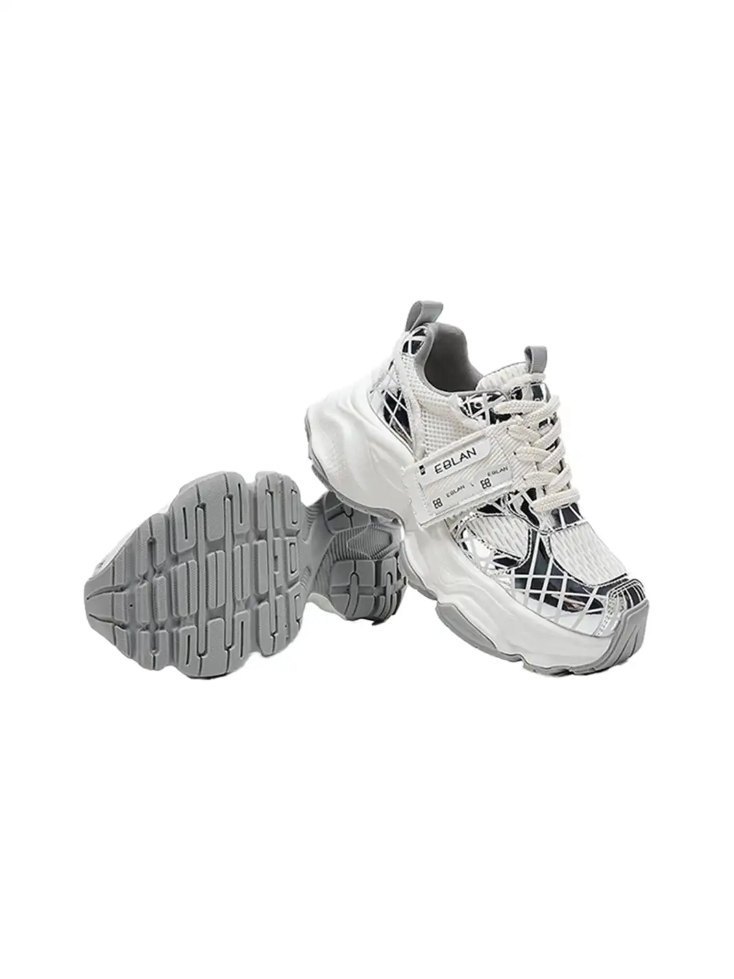 EBLAN | Silver Chunky Mesh Joggers Street Style