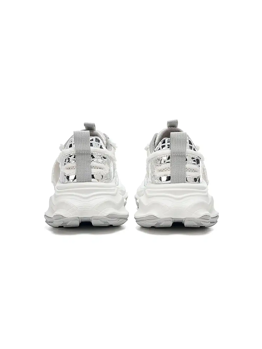 EBLAN | Silver Chunky Mesh Joggers Street Style