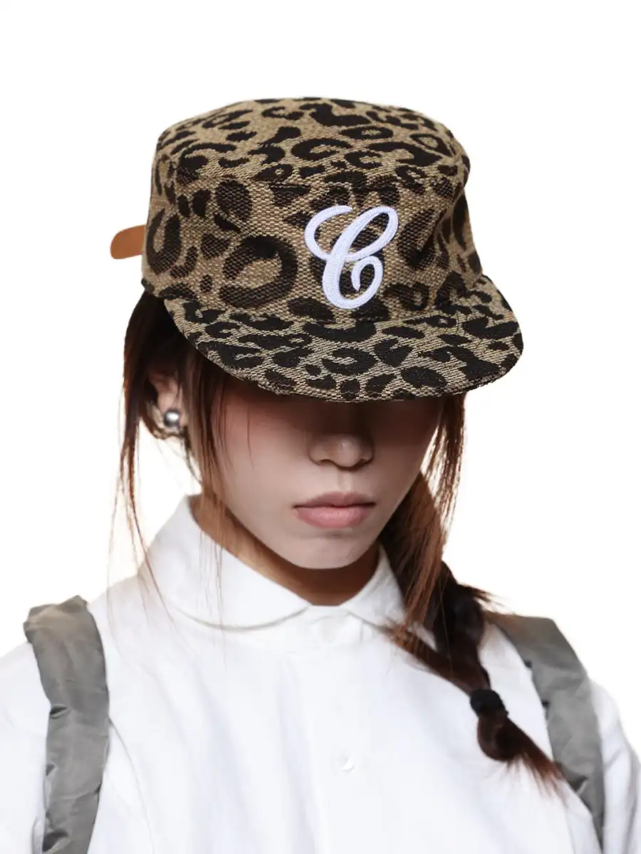 6CRAYON | Flat Brim Embroidered Baseball Cap-Leopard - 2