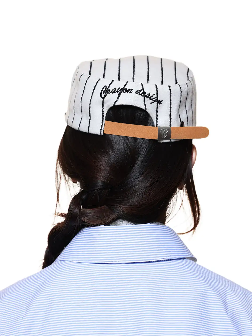 6CRAYON | Striped Wool Letter Embroidered Cap-Black