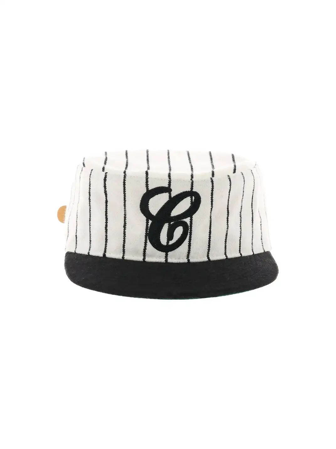 6CRAYON | Striped Wool Letter Embroidered Cap-Black