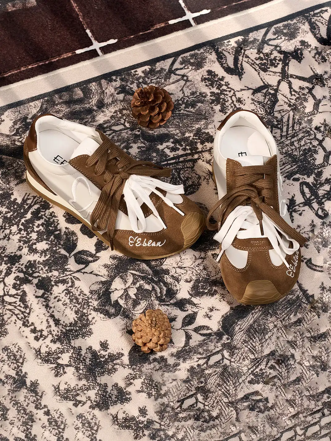 EBLAN丨Two-Tone Lace Retro Leather Training Shoes