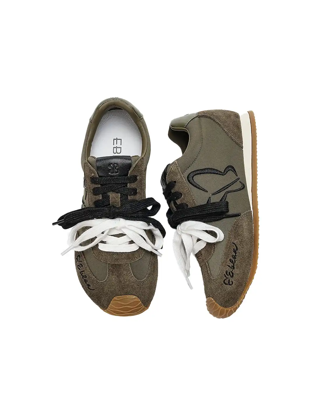 EBLAN丨Two-Tone Lace Retro Leather Training Shoes