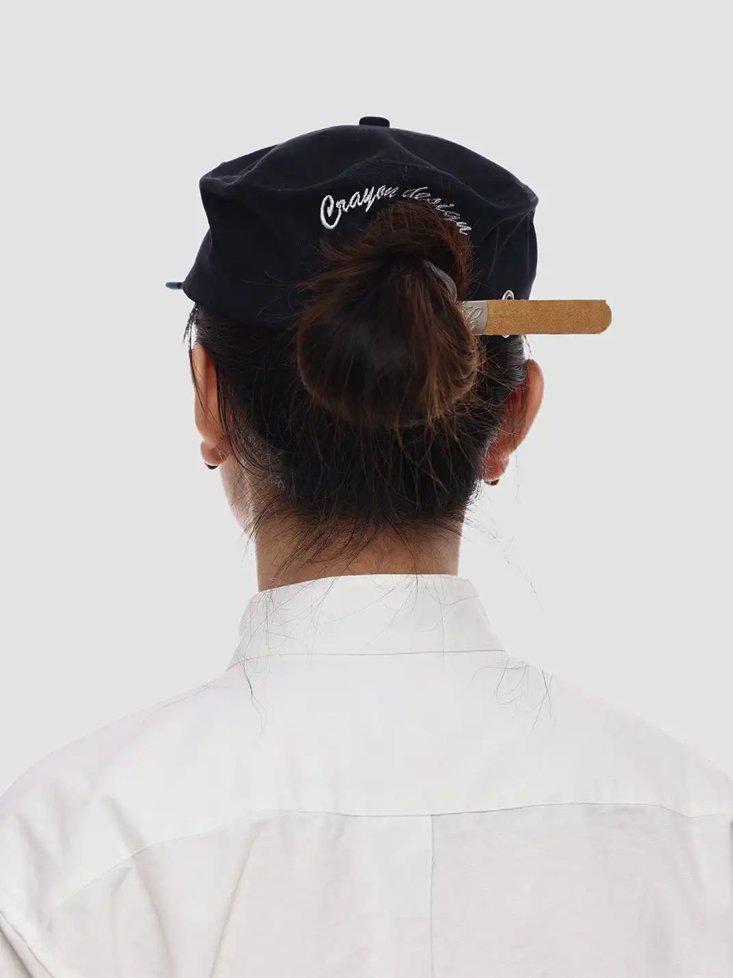 6CRAYON | Letter Embroidery Flat Brim Cap-Deep blue