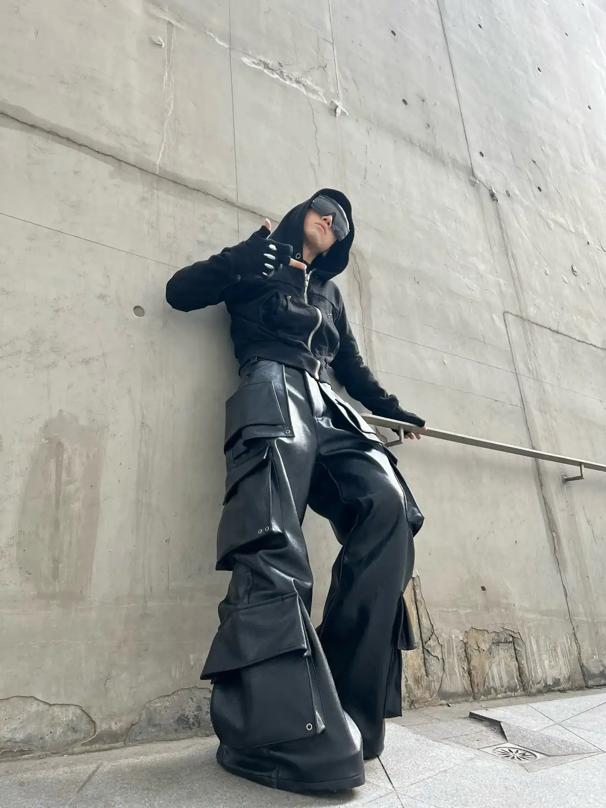 REBEL WAVE丨Structured Multi-Pocket Leather Cargos