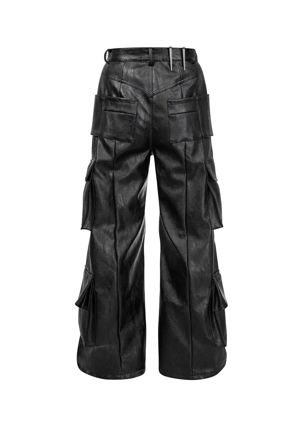 REBEL WAVE丨Structured Multi-Pocket Leather Cargos