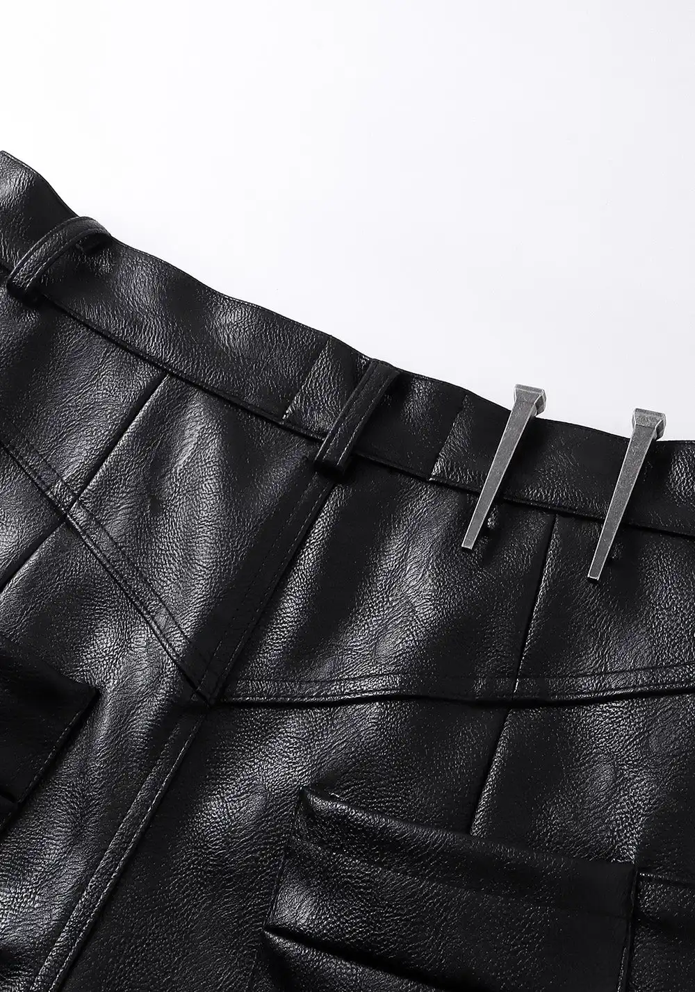 REBEL WAVE丨Structured Multi-Pocket Leather Cargos