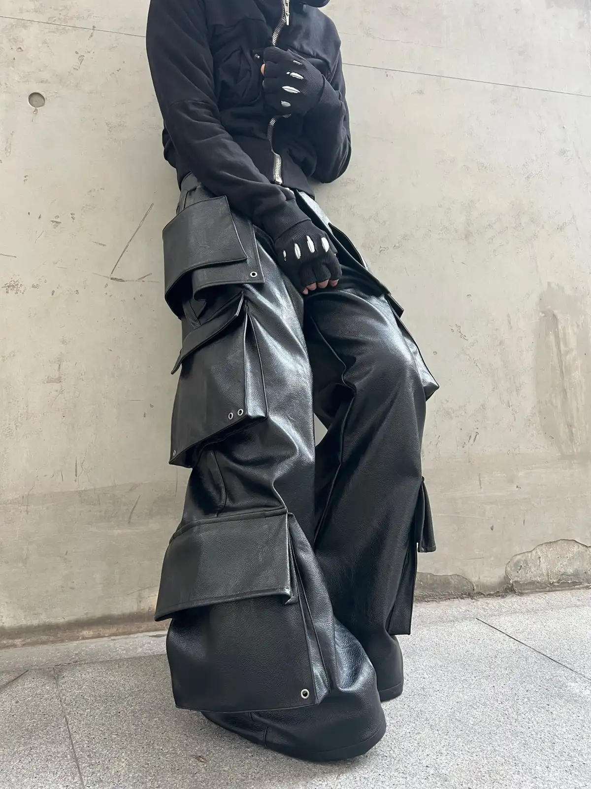 REBEL WAVE丨Structured Multi-Pocket Leather Cargos