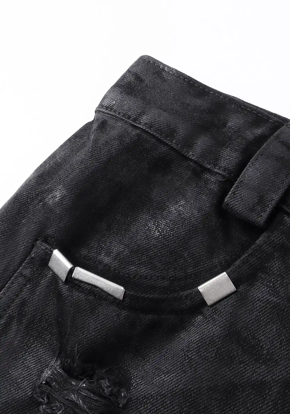 REBEL WAVE丨Hand-Waxed Damaged Wide-Leg Pants