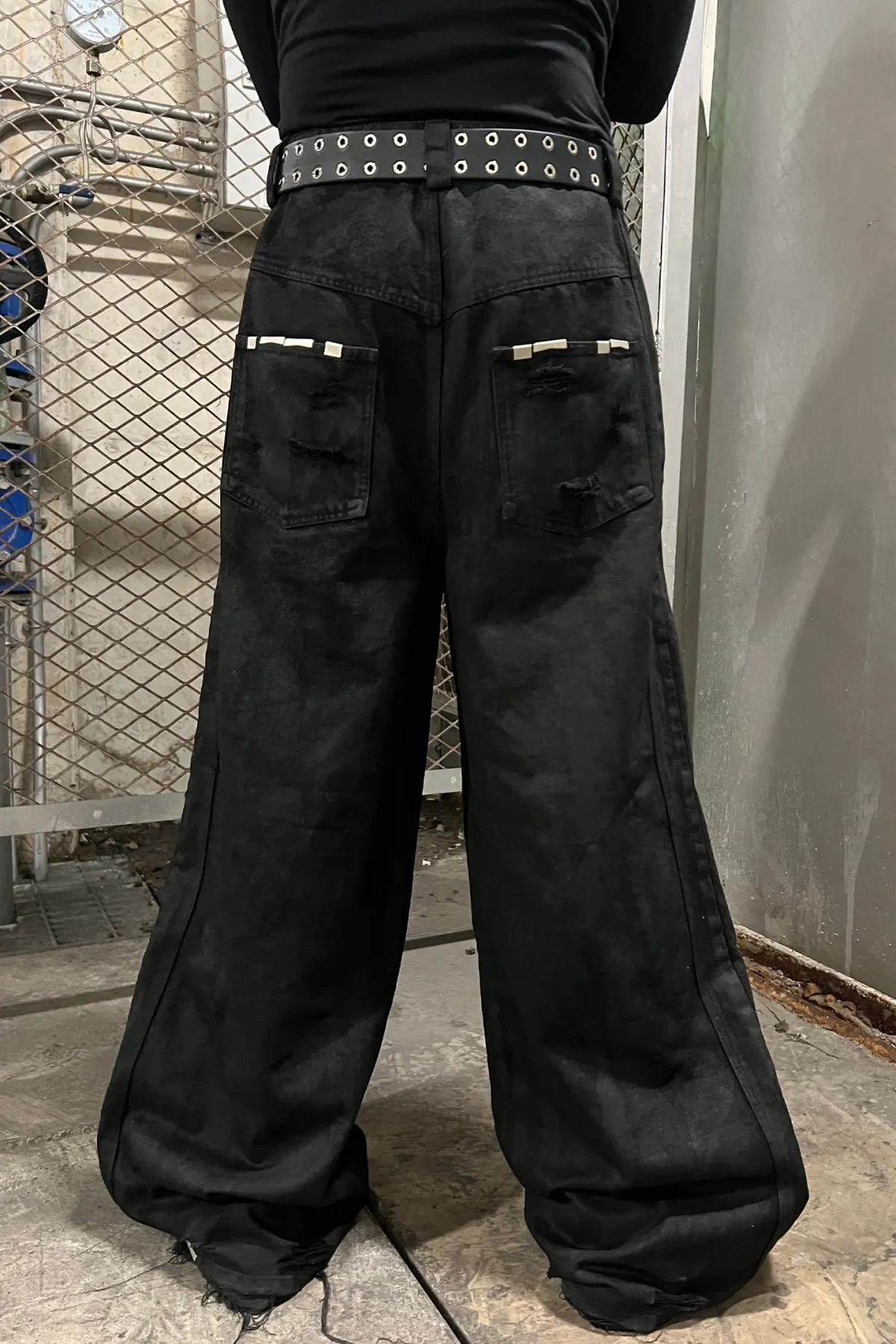 REBEL WAVE丨Hand-Waxed Damaged Wide-Leg Pants