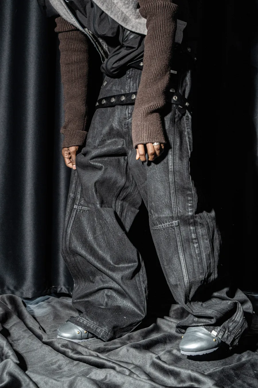 REBEL WAVE丨Hand-Waxed Damaged Wide-Leg Pants - 2