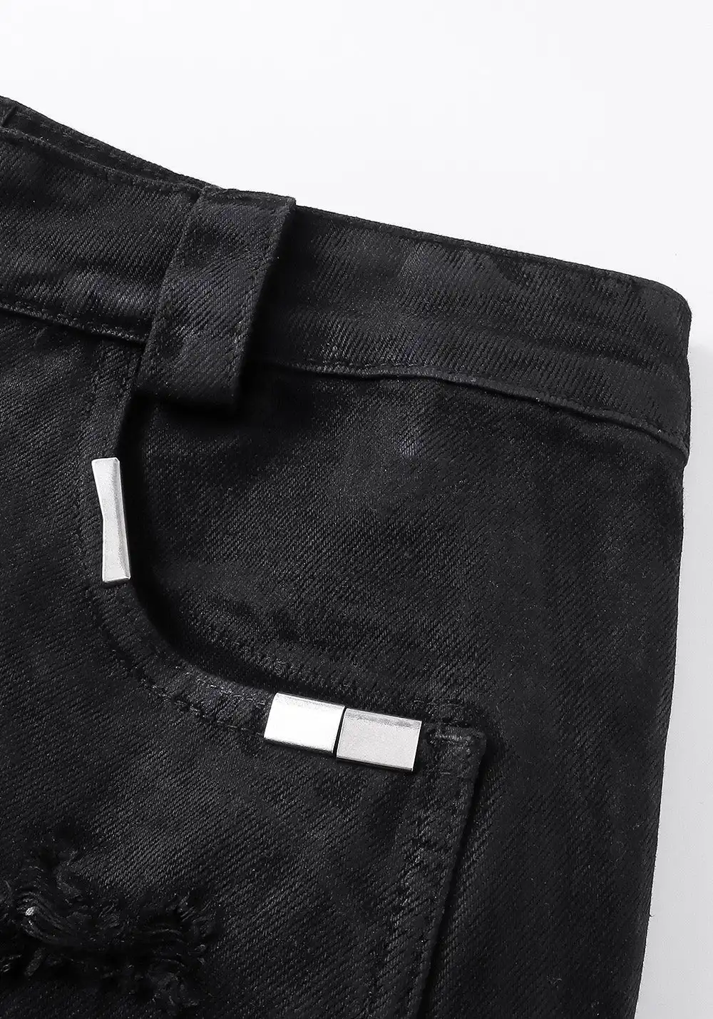 REBEL WAVE丨Hand-Waxed Damaged Wide-Leg Pants