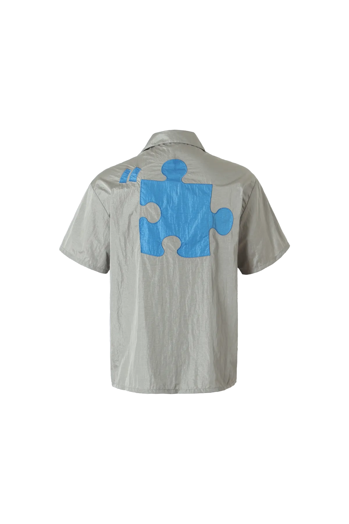 YADcrew | Specially Made Imitation Plastic Texture Thin Breathable Fabric Short Sleeve Shirt