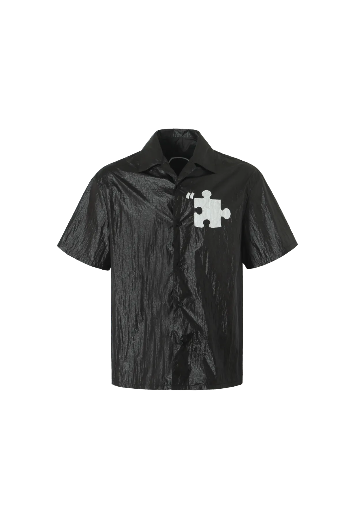 YADcrew | Specially Made Imitation Plastic Texture Thin Breathable Fabric Short Sleeve Shirt