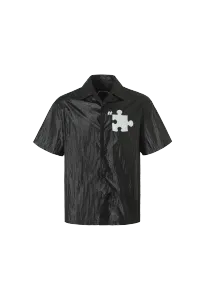 YADcrew | Specially Made Imitation Plastic Texture Thin Breathable Fabric Short Sleeve Shirt