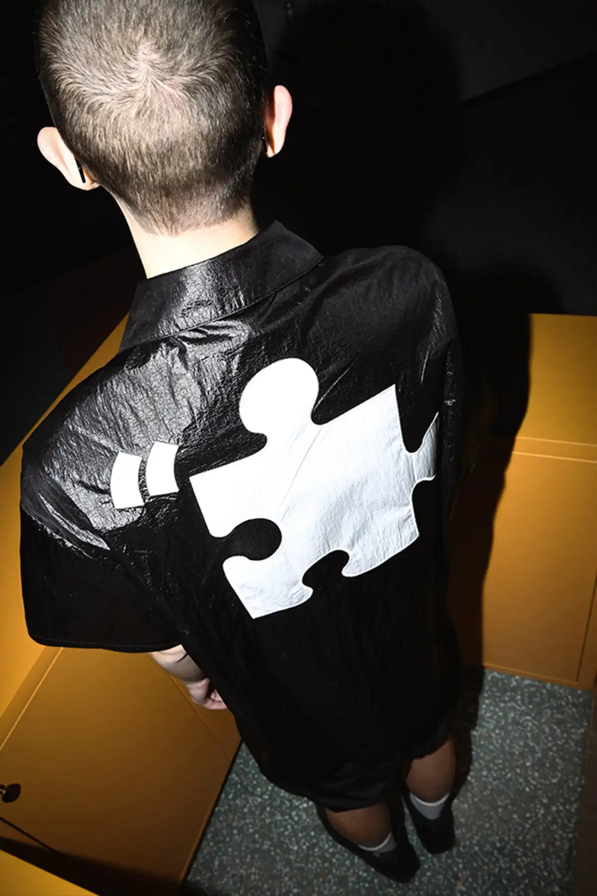 YADcrew | Specially Made Imitation Plastic Texture Thin Breathable Fabric Short Sleeve Shirt
