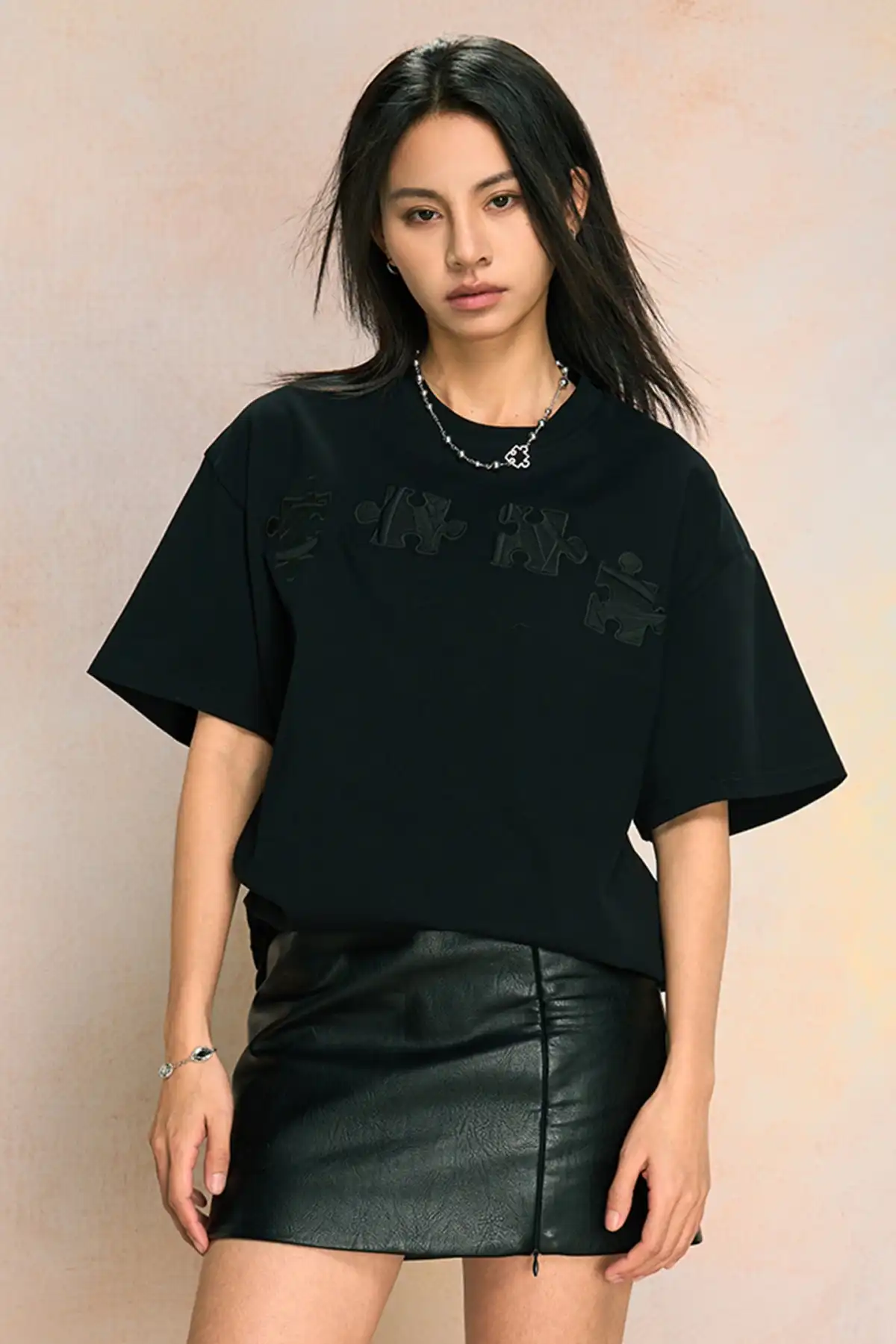 YADcrew | New Style Puzzle Texture Trendy All-Match Casual Short-Sleeved T-Shirt