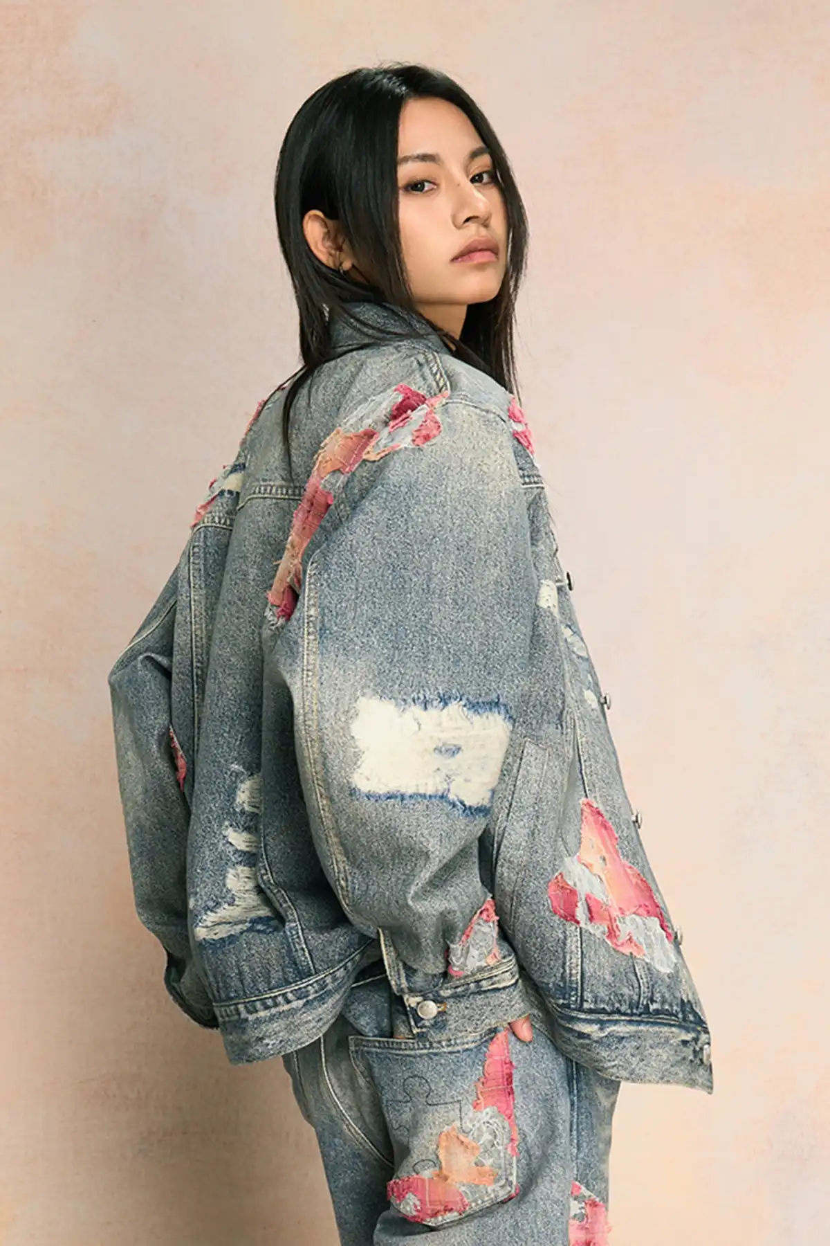 YADcrew | Sunset Cloud Lace Print Denim Jacket/Pants