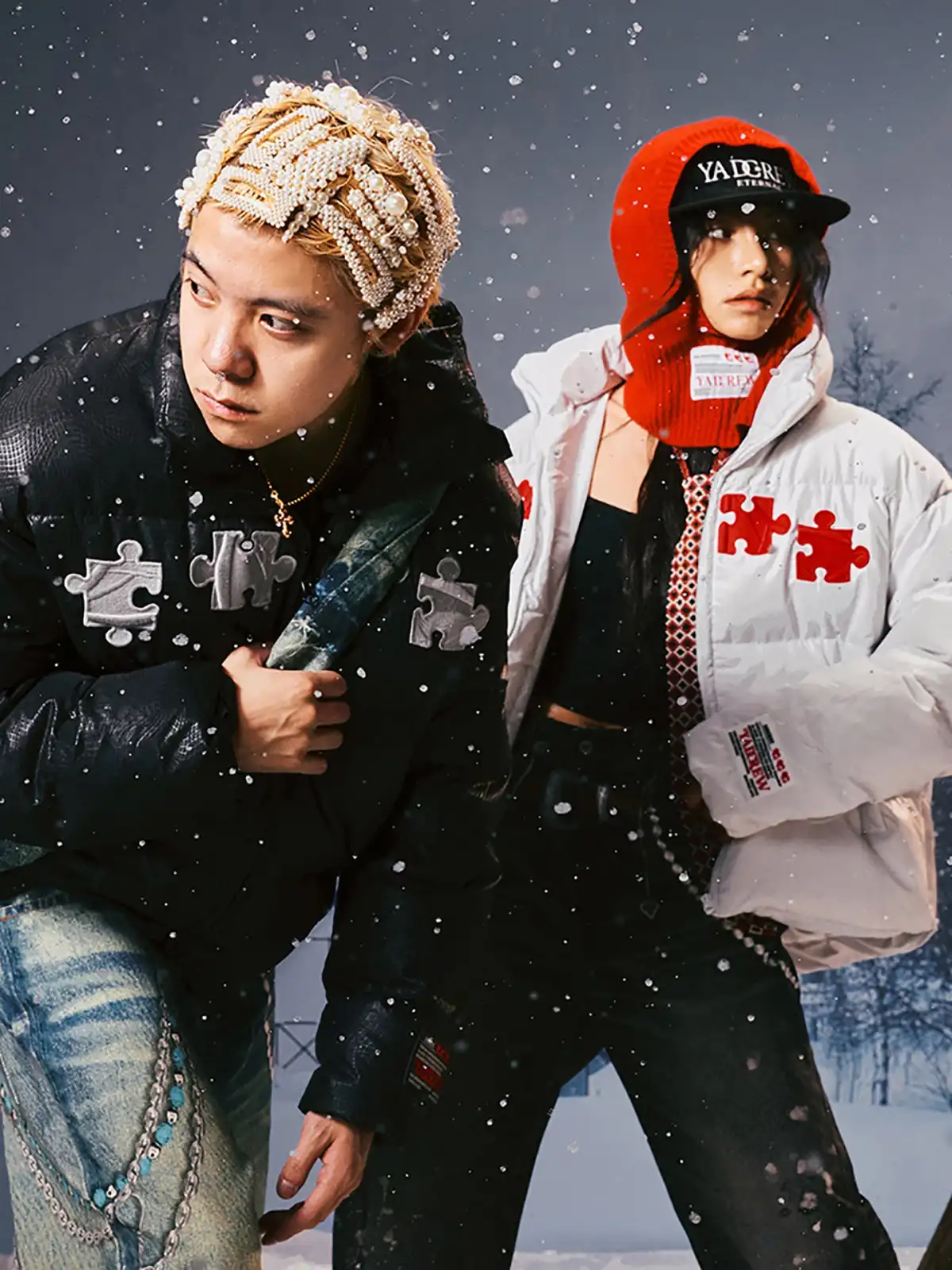YADcrew | 3D Geometric Embroidery Down Jacket